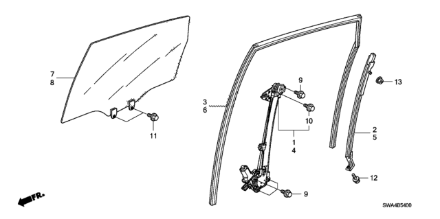 2009 Honda CR-V Channel, Right Rear Door Run Diagram for 72735SWAA01