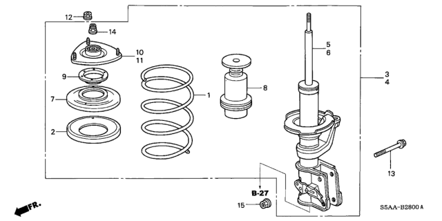 2004 Honda Civic Spring, Front Diagram for 51401S5AA61
