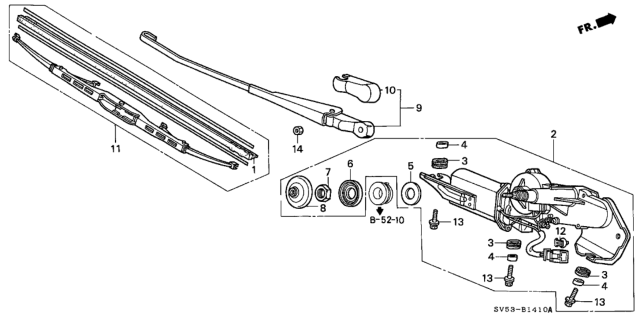 1995 Honda Accord Rubber, Blade (375MM) Diagram for 76622SJ6305