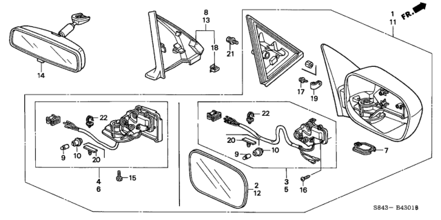 2000 Honda Accord  Mirror Assembly, Driver Side Door (Taffeta White) (R.C.) Diagram for 76250S84K21ZC