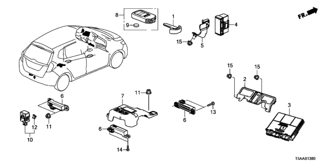 2019 Honda Fit  Fob Assembly Entry Key Diagram for 72147T7SA01