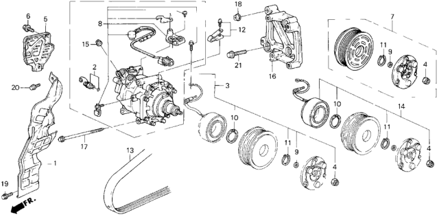 1993 Honda Prelude  Protector Set, Thermal Diagram for 38908P14A01