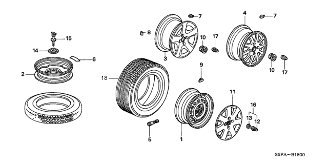 2005 Honda Civic  Disk, Wheel (15X6Jj) Diagram for 42700S5DA21