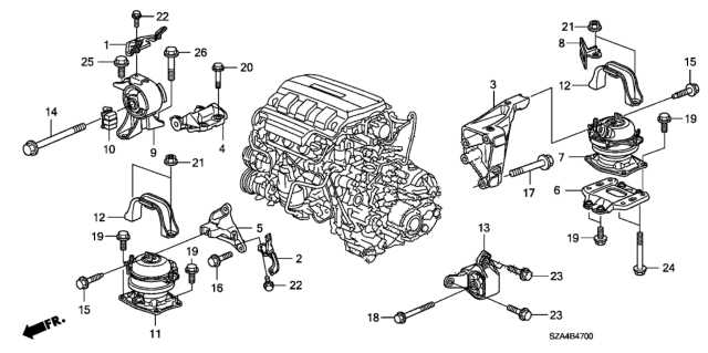 2012 Honda Pilot Stopper, FR. Engine Mount Diagram for 50835SZAA01