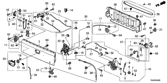 2018 Honda Ridgeline Cladding, Tailgate Diagram for 74890T6ZA00