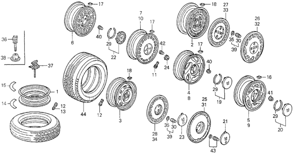 1988 Honda Prelude  Disk, Wheel (5-Jx13) (Kanai) Diagram for 42700SE0974