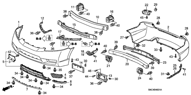 2011 Honda Civic  Beam, FR. Bumper Diagram for 71131SNAA00