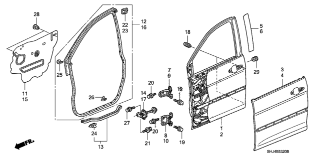 2006 Honda Odyssey  Skin, L. FR. Door Diagram for 67151SHJA00ZZ
