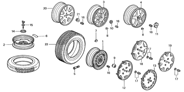 2000 Honda Civic  Disk, Aluminum Wheel (15X6Jj) (Hitachi) Diagram for 42700S02A21