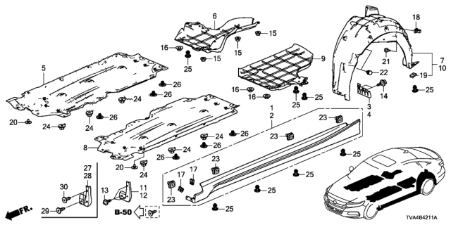 2019 Honda Accord Fender Right, Rear Inner Diagram for 74541TVAA50