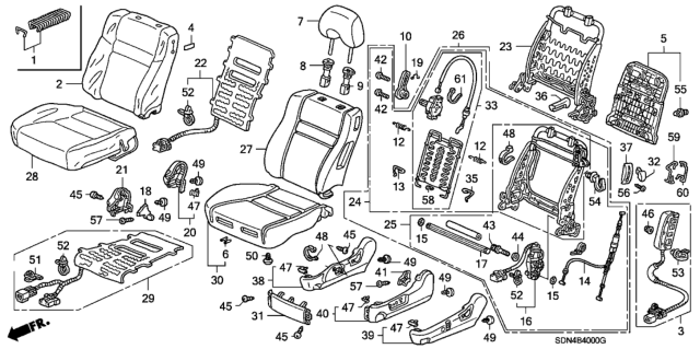 2005 Honda Accord  Clip, Back Cover (Natural) Diagram for 91566SP0003