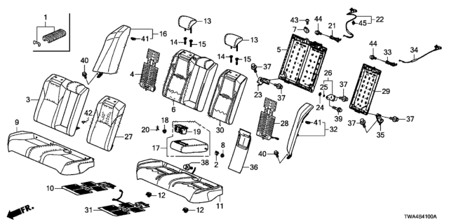 2018 Honda Accord Hybrid Cover, Left Rear Seat-Back Trim (Deep Black) Diagram for 82521TVCA21ZA