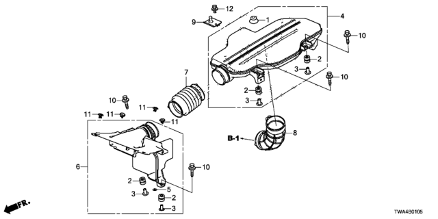 2018 Honda Accord Hybrid Stay B, Resonator Diagram for 172656C1A00