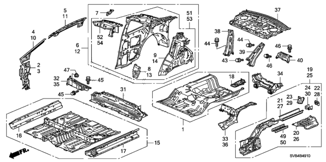 2010 Honda Civic  Panel, R. RR. Inside Diagram for 64300SVBA00ZZ