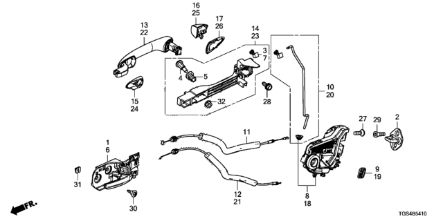 2020 Honda Passport  Handle Complete Passenger Side (Platinum White Pearl) Diagram for 72641T2AA71YQ