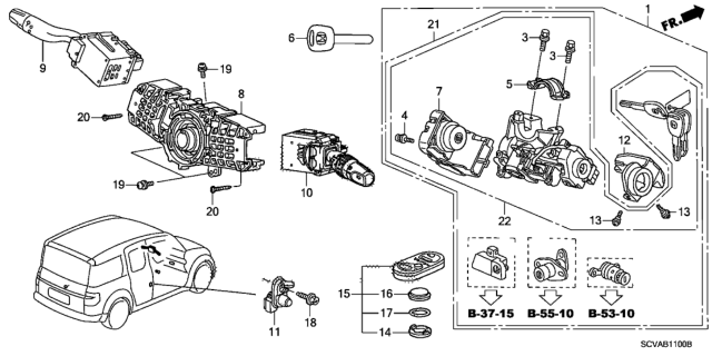 2010 Honda Element Switch Assembly, Lighting & Turn Signal Diagram for 35255SCVA31