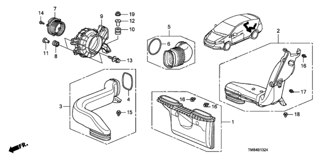 2012 Honda Insight  Seal, RR. Outlet Ring Diagram for 1J656RBJ003