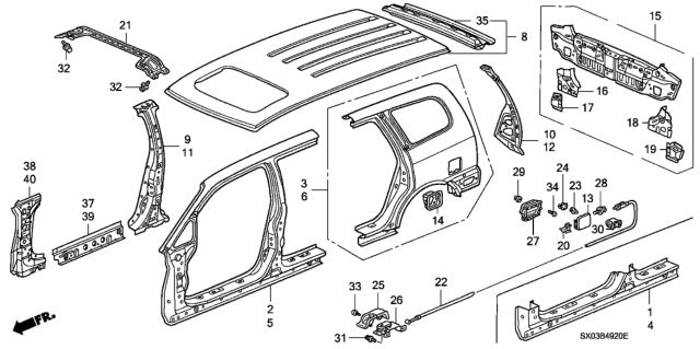 1998 Honda Odyssey Panel Set, R. RR. (Outer) Diagram for 04636SX0405ZZ