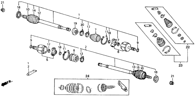 1989 Honda Accord  Driveshaft Set, Driver Side Diagram for 44011SE0921