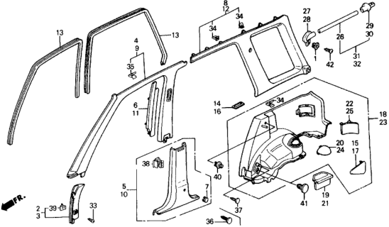 1988 Honda Civic  Lining, R. RR. Side *B49L* (FAIR BLUE) Diagram for 84610SH5A20ZA