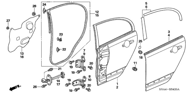 2007 Honda Civic Hinge, Right Rear Door (Lower) Diagram for 67920SNEA01ZZ