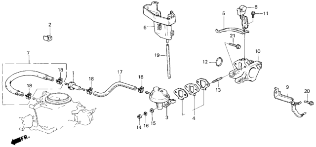 1985 Honda Civic Clamp, Fuel Hose Diagram for 16239PE0000