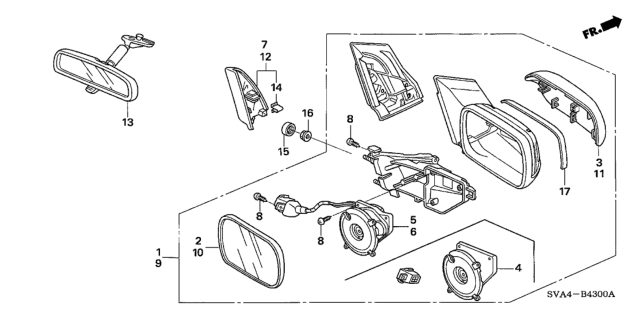 2009 Honda Civic  Mirror Assembly, Driver Side Door (Flat Black) Diagram for 76250SVAA01ZA