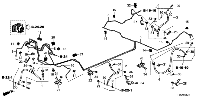 2018 Honda Civic  Clip, Brake Pipe Diagram for 46391SLA003