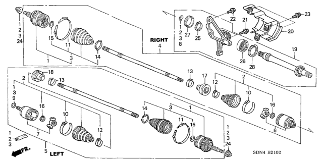 2003 Honda Accord  Band C, Driveshaft (Oetiker Limited) Diagram for 44329SDAA11
