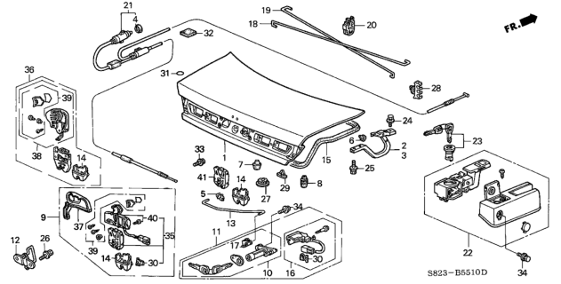 2001 Honda Accord Opener Assy., Trunk & Fuel Lid*NH264L* (CLASSY GRAY) Diagram for 74882S84A01ZD