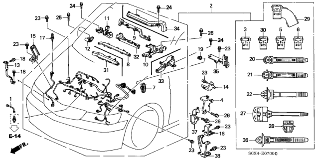 2003 Honda Odyssey  Stay B, Engine Wire Harness Diagram for 32742P8CA00