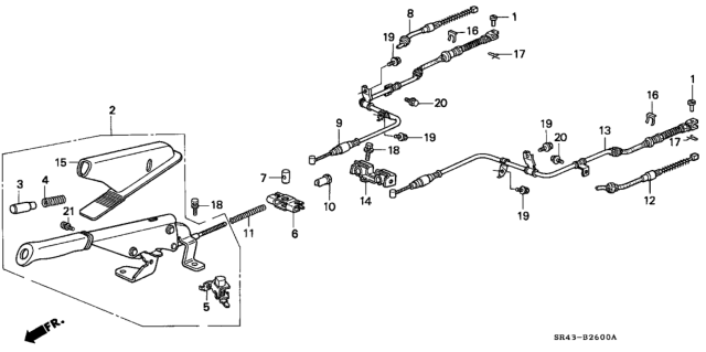 1994 Honda Civic Lever Assy., Parking Brake *YR150L* (MYSTIC BROWN) Diagram for 47105SR0A02ZE