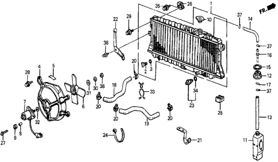 1984 Honda Prelude  Radiator Diagram for 19010PC7672