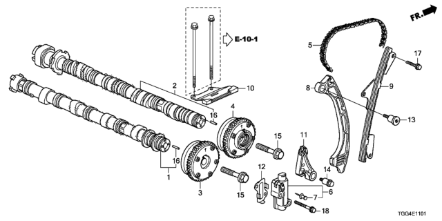 2019 Honda Civic Arm, Cam Chain Tensioner Diagram for 14550RPYG00