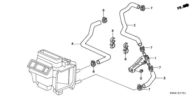 1998 Honda Accord  Hose B, Water Inlet Diagram for 79722S87A00