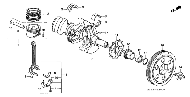 2001 Honda Insight  Rod, Connecting Diagram for 13210PHM000