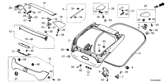 2021 Honda Civic  WING SET, R- *Y82* Diagram for 74913TGHA01ZL