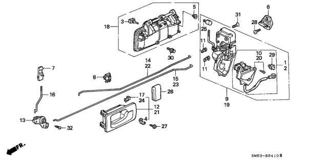 1993 Honda Accord  Rod, L. RR. Door Lock Diagram for 72672SM4003