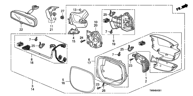 2010 Honda Insight  Mirror, Driver Side Door (Cerulean Blue Metallic) Diagram for 76250TM8A12ZA