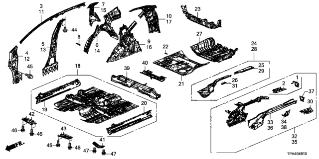 2020 Honda CR-V Hybrid  BRACE FR-, FR FLR Diagram for 74671TMAH00