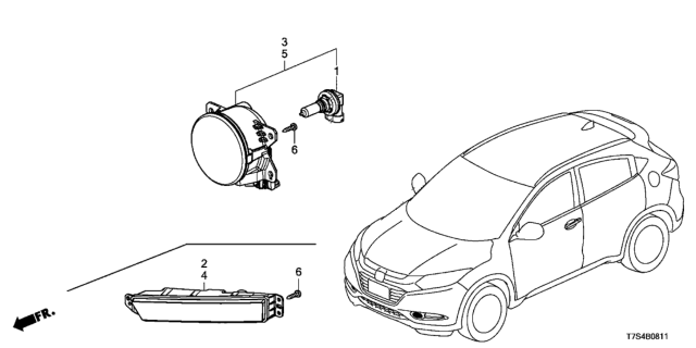 2019 Honda HR-V Foglight Assembly, Left Front Diagram for 33950T6A003