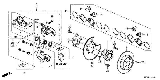 2019 Honda HR-V  Caliper Sub-Assembly, Left Rear Diagram for 43019T7WA60