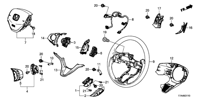 2020 Honda HR-V Sub-Cord, Cable Reel Diagram for 77901T5AJ80