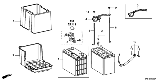 2008 Honda Accord  Plate, Battery Setting Diagram for 31512TA0A00