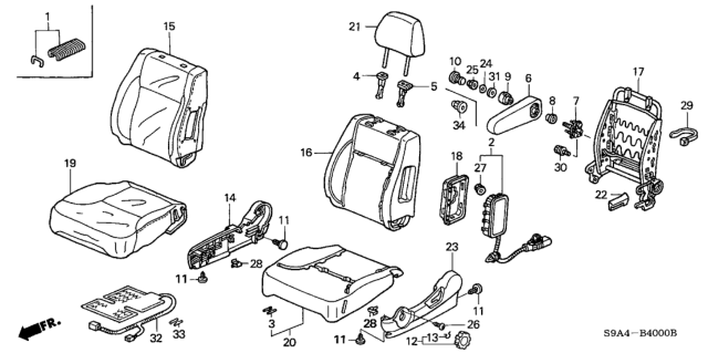 2004 Honda CR-V Pad Assy., L. FR. Seat-Back Diagram for 81522SCAA11