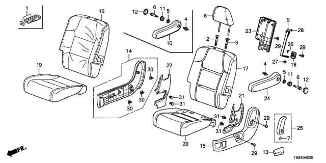 2016 Honda Odyssey  Knob, L. FR. Seat Reclining *NH686L* (QP LIGHT WARM GRAY) Diagram for 81631TA0A01ZB