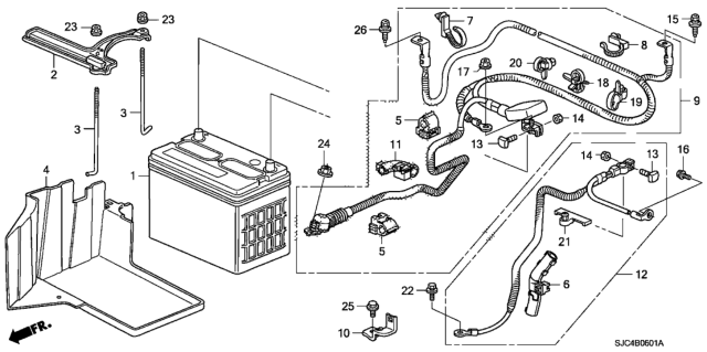 2009 Honda Ridgeline Box, Battery (80D) Diagram for 31521S3VA01