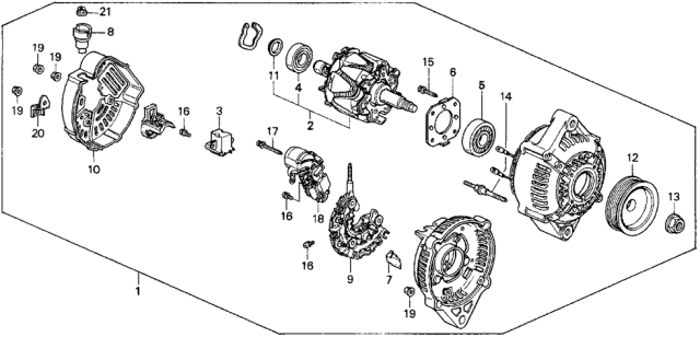 1995 Honda Del Sol  Alternator Assembly (Cjq21) (Denso) Diagram for 31100P08013