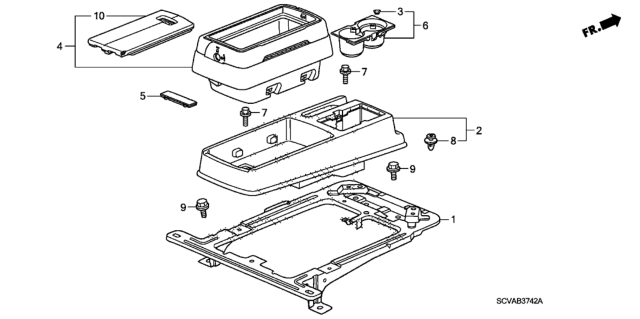 2010 Honda Element Cap, Console Base *NH167L* (GRAPHITE BLACK) Diagram for 83411SCVA01ZA