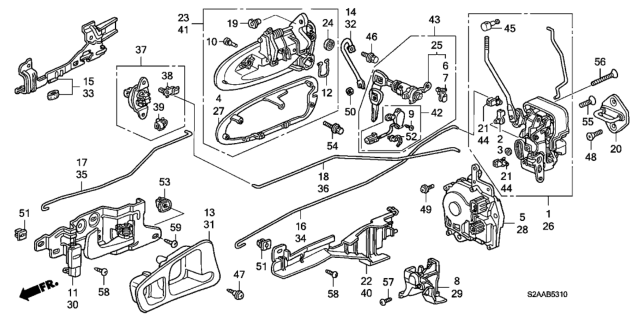 2008 Honda S2000 Cylinder, Passenger Side Door Diagram for 72145S0XA51